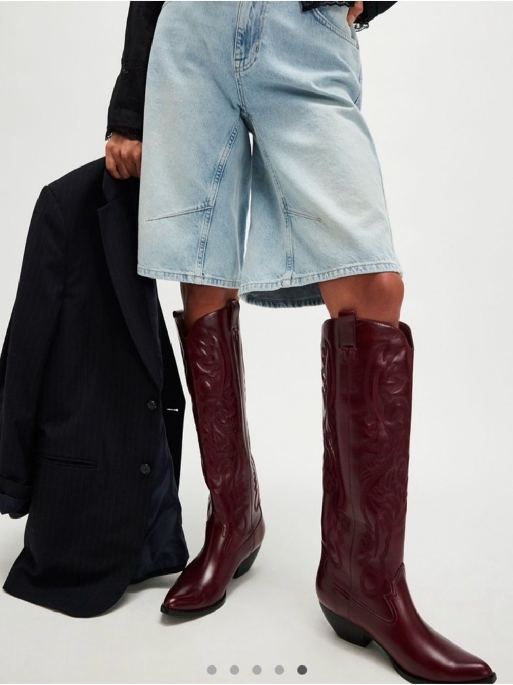 Jeffrey Campbell Finn Tall Western Boot in Wine Merlot - Picture 5 of 12